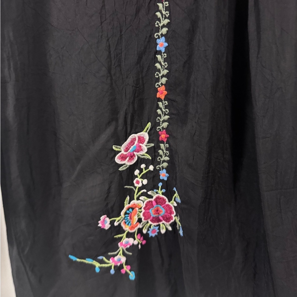 Johnny Was Black Mini Dress with Floral Embroidery - Picture 2 of 11